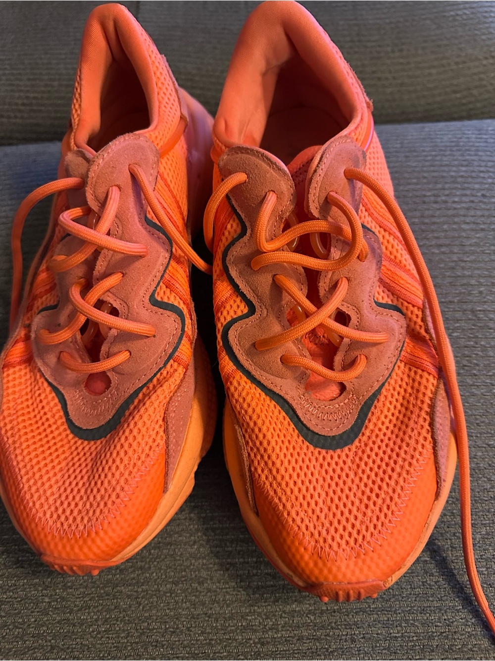 Adidas Bright Orange Mesh Athletic Sneakers